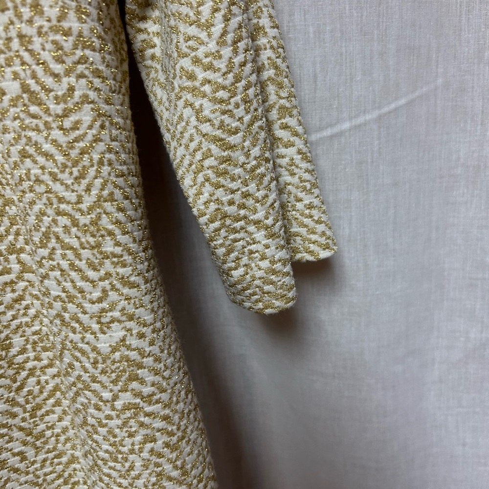 Cruise metallic gold white vintage Patterned Dress size 10 cruise holiday nice - Picture 5 of 10